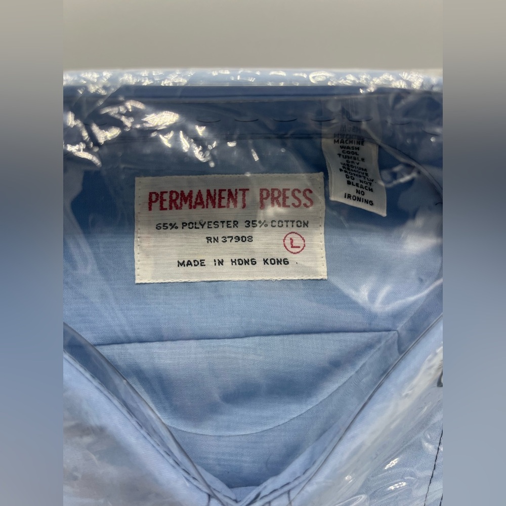 Vintage Light Blue Men's Short Sleeve Sport Shirt - Picture 2 of 6